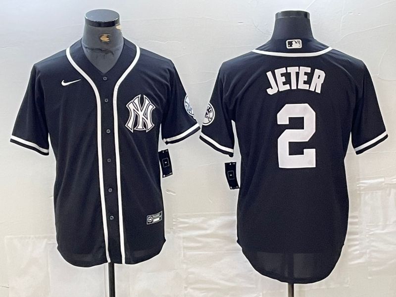 Men New York Yankees 2 Jeter Black Second generation joint name Nike 2024 MLB Jersey style 1